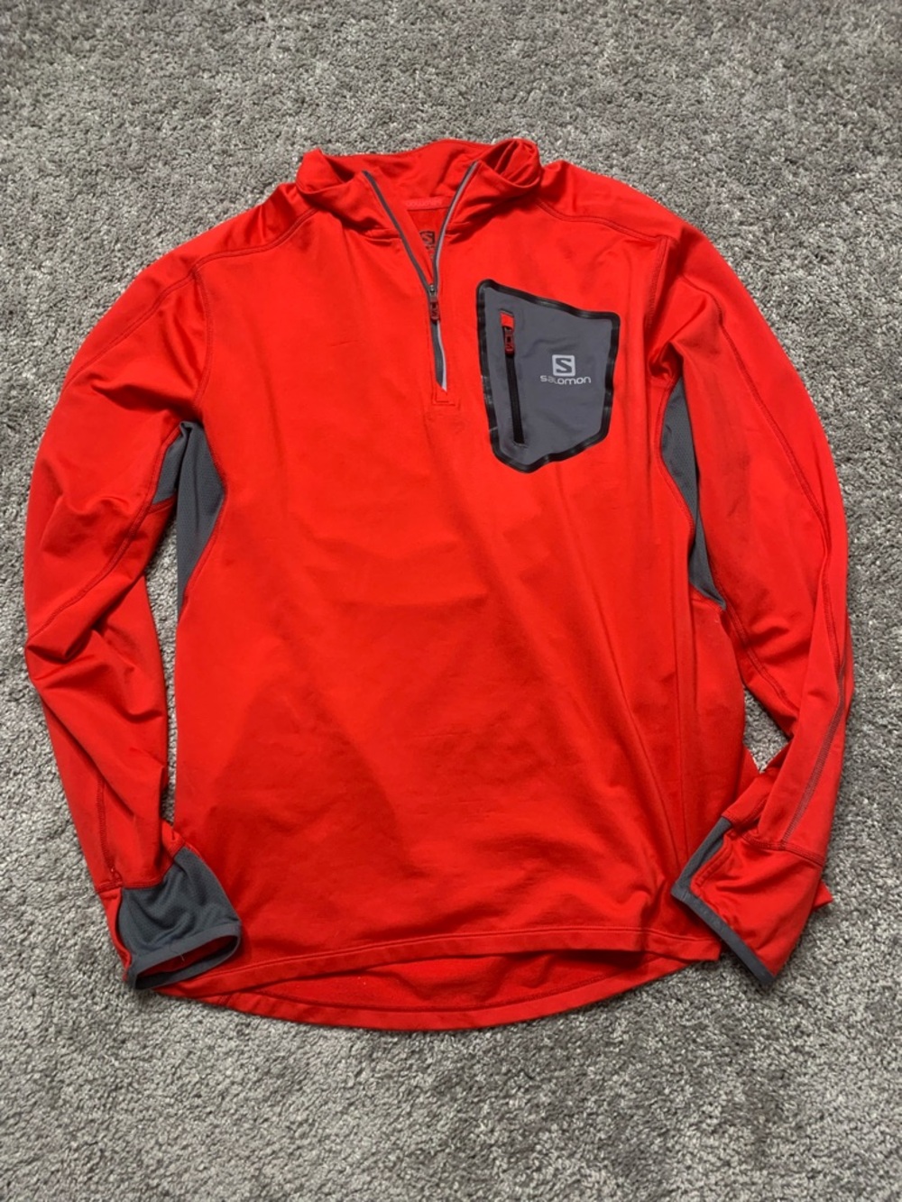 Salomon Men's Red Quarter-Zip Performance Jacket Size XL